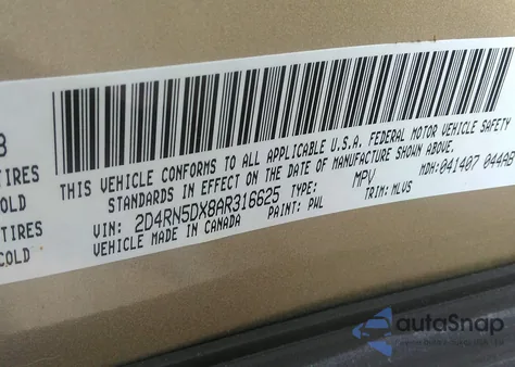 2010 Dodge Grand Caravan Sxt из США, поврежденный, VIN 2D4RN5DX8AR316625